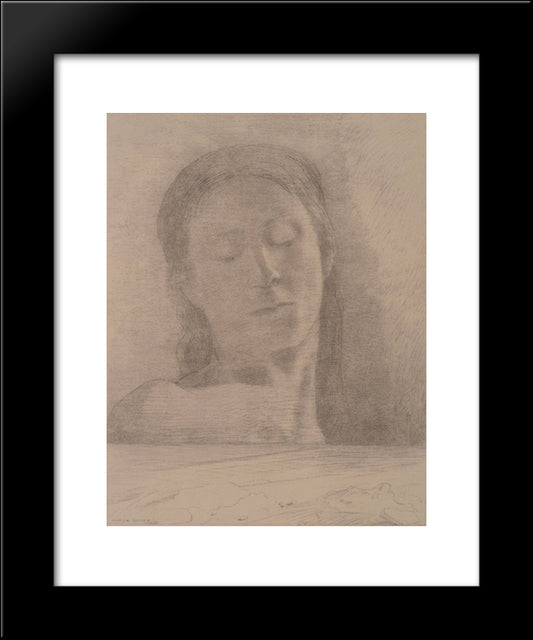 Closed Eyes 20x24 Black Modern Wood Framed Art Print Poster by Redon, Odilon