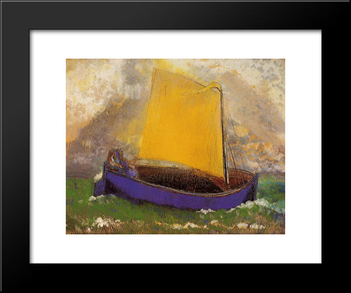 The Mysterious Boat 20x24 Black Modern Wood Framed Art Print Poster by Redon, Odilon