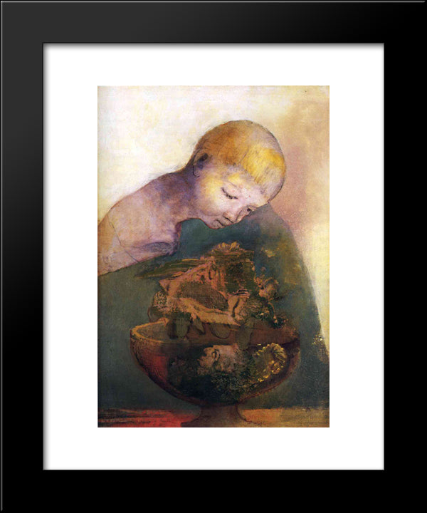 Cup Of Cognition (The Children'S Cup) 20x24 Black Modern Wood Framed Art Print Poster by Redon, Odilon