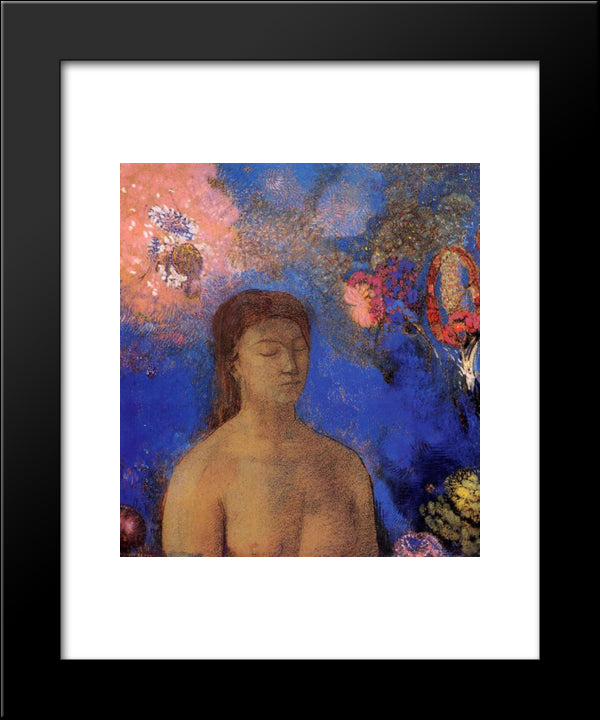 Closed Eyes 20x24 Black Modern Wood Framed Art Print Poster by Redon, Odilon