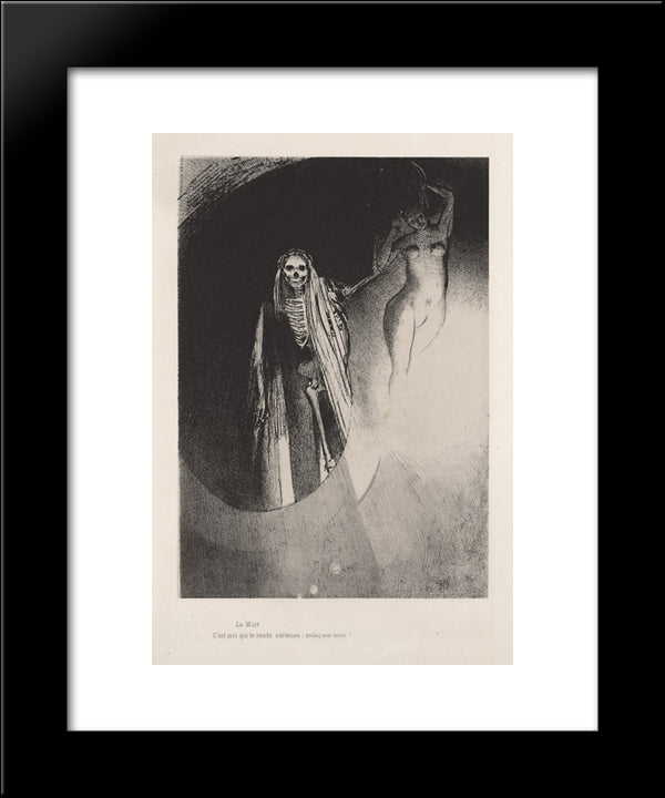 Death: It Is I Who Makes You Serious; Let Us Embrace Each Other (Plate 20) 20x24 Black Modern Wood Framed Art Print Poster by Redon, Odilon