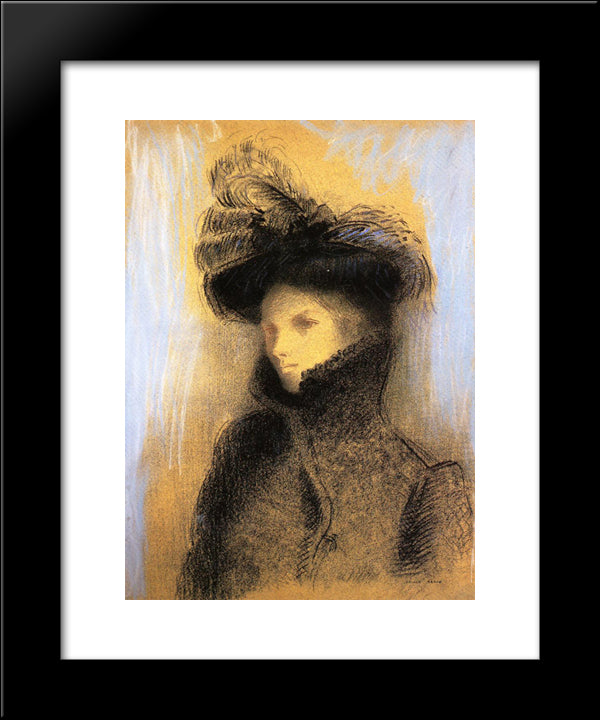 Portrait Of Marie Botkine 20x24 Black Modern Wood Framed Art Print Poster by Redon, Odilon