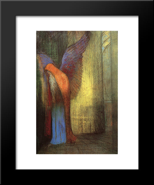 Winged Old Man With A Long White Beard 20x24 Black Modern Wood Framed Art Print Poster by Redon, Odilon