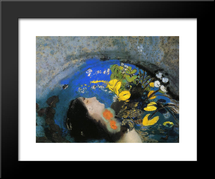 Ophelia 20x24 Black Modern Wood Framed Art Print Poster by Redon, Odilon