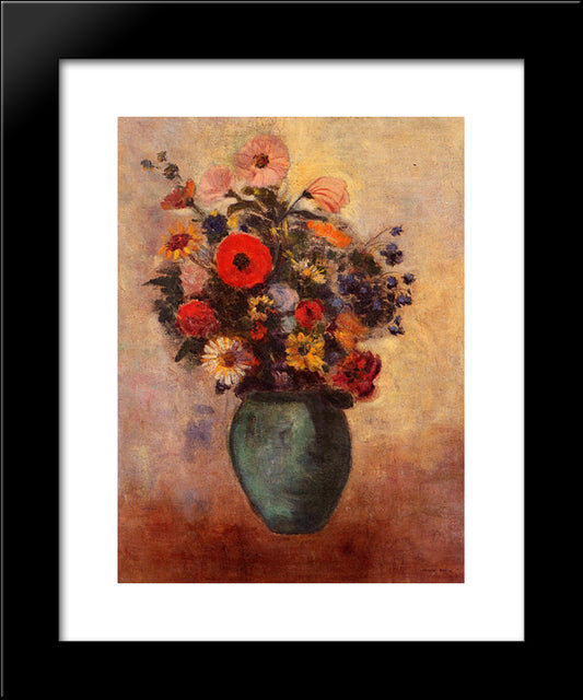 Vase Of Flowers 20x24 Black Modern Wood Framed Art Print Poster by Redon, Odilon