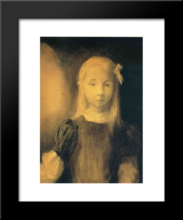 Portrait Of Mademoiselle Jeanne Roberte De Domecy 20x24 Black Modern Wood Framed Art Print Poster by Redon, Odilon