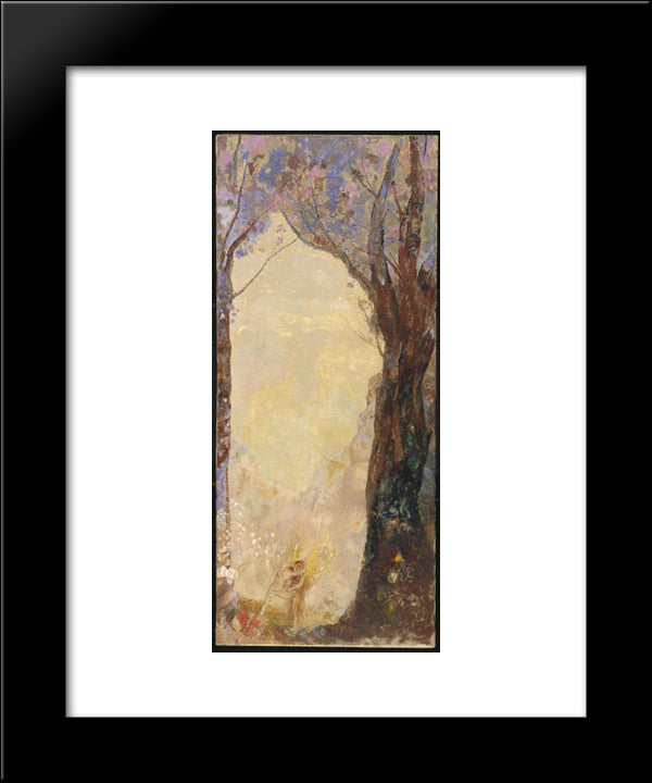 Jacob Wrestling With The Angel 20x24 Black Modern Wood Framed Art Print Poster by Redon, Odilon