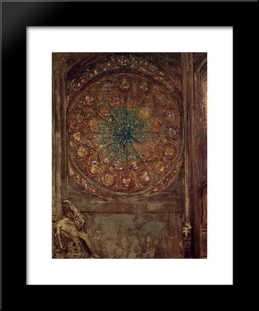 The Window 20x24 Black Modern Wood Framed Art Print Poster by Redon, Odilon