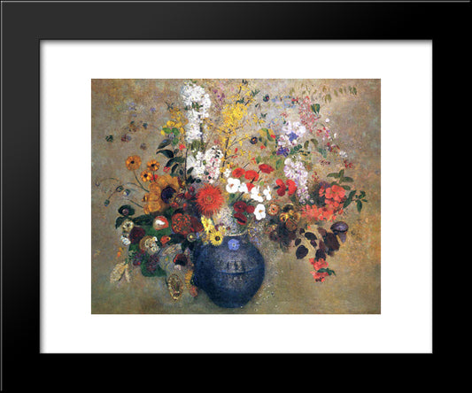 Flowers 20x24 Black Modern Wood Framed Art Print Poster by Redon, Odilon