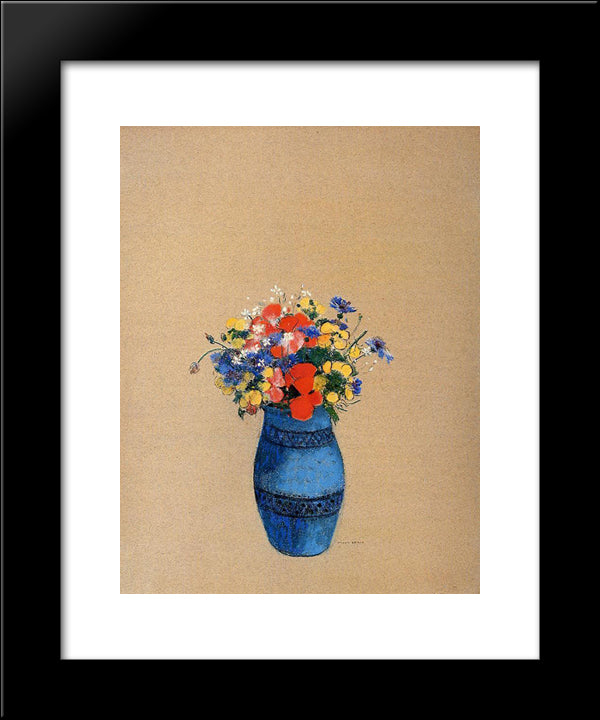 Vase Of Flowers 20x24 Black Modern Wood Framed Art Print Poster by Redon, Odilon