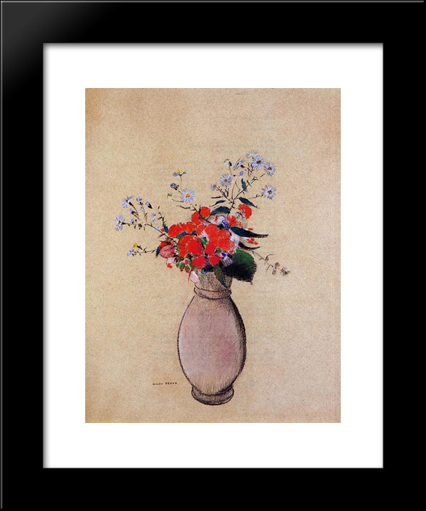 Bouquet Of Flowers 20x24 Black Modern Wood Framed Art Print Poster by Redon, Odilon
