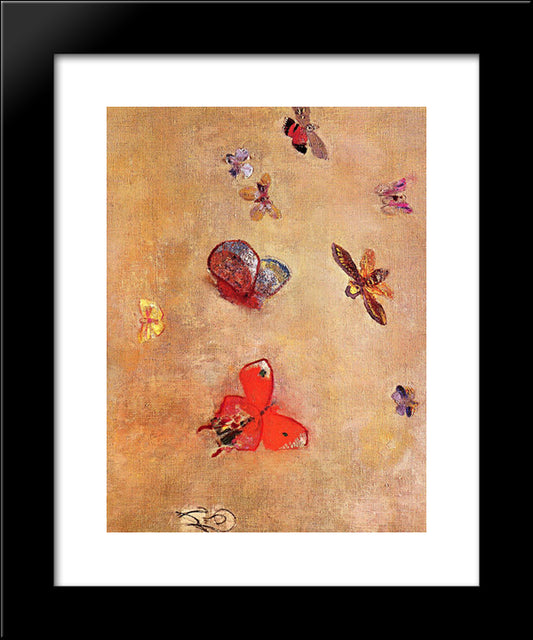 Butterflies 20x24 Black Modern Wood Framed Art Print Poster by Redon, Odilon