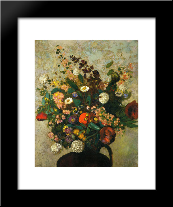 Bouquet Of Flowers 20x24 Black Modern Wood Framed Art Print Poster by Redon, Odilon