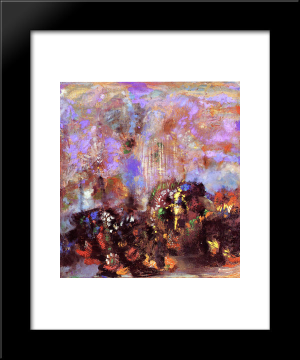 Composition With Flowers 20x24 Black Modern Wood Framed Art Print Poster by Redon, Odilon