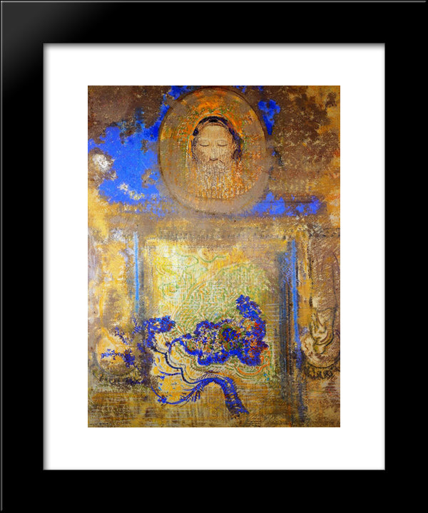 Evocation (Head Of Christ Or Inspiration From A Mosaic In Ravenna) 20x24 Black Modern Wood Framed Art Print Poster by Redon, Odilon