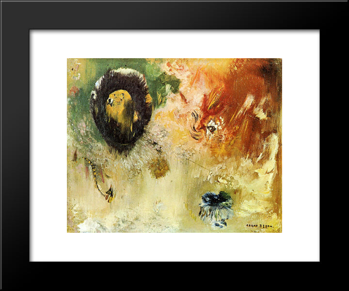 Fantastical 20x24 Black Modern Wood Framed Art Print Poster by Redon, Odilon