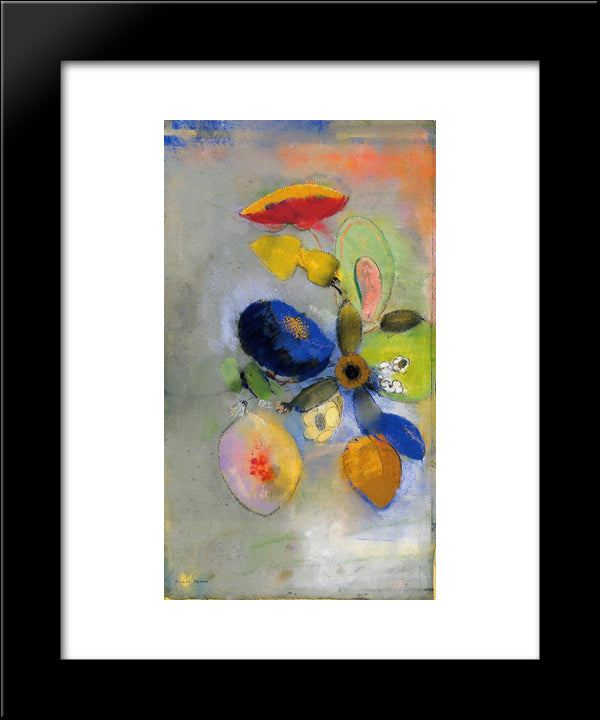 Flowers 20x24 Black Modern Wood Framed Art Print Poster by Redon, Odilon