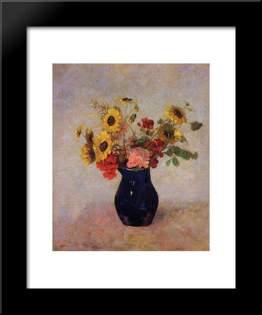 Vase Of Flowers 20x24 Black Modern Wood Framed Art Print Poster by Redon, Odilon