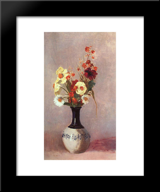 Vase Of Flowers 20x24 Black Modern Wood Framed Art Print Poster by Redon, Odilon