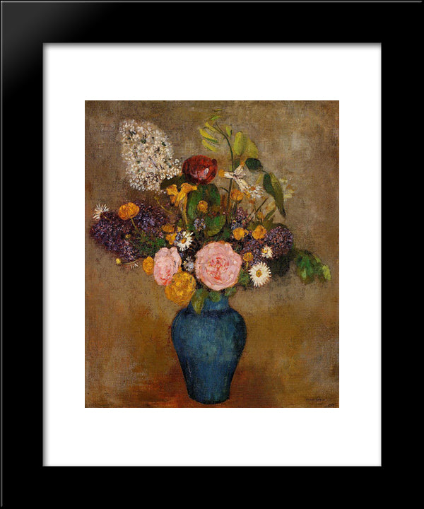 Vase Of Flowers 20x24 Black Modern Wood Framed Art Print Poster by Redon, Odilon