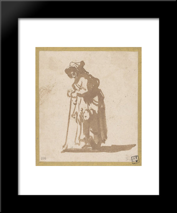 Beggar Woman Leaning On A Stick 20x24 Black Modern Wood Framed Art Print Poster by Rembrandt