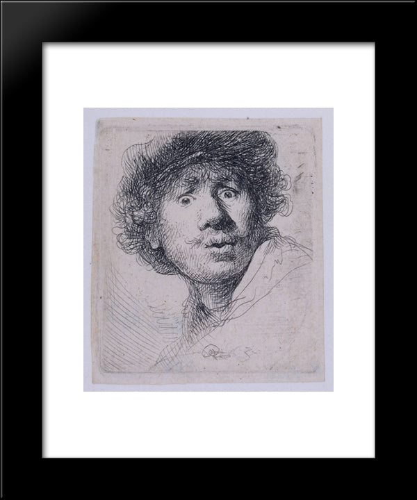 Self-Portrait 20x24 Black Modern Wood Framed Art Print Poster by Rembrandt