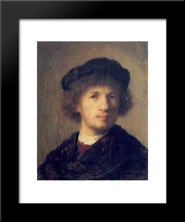 Self-Portrait 20x24 Black Modern Wood Framed Art Print Poster by Rembrandt