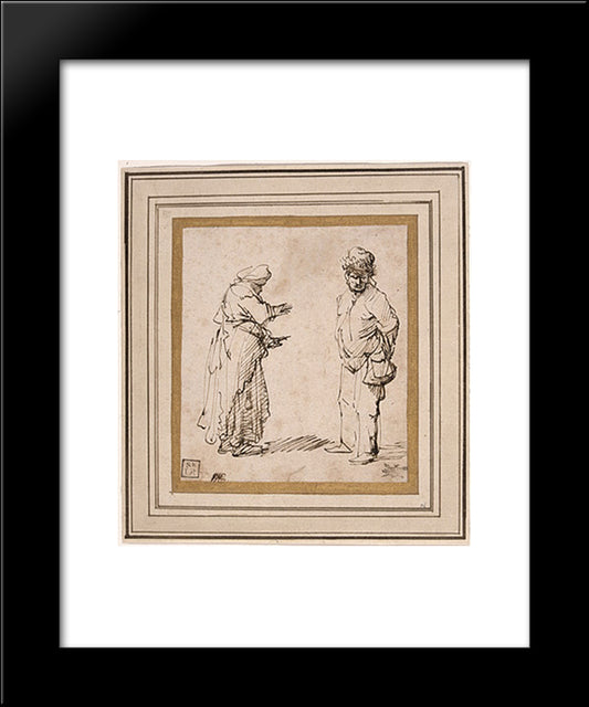 Beggar Man And Woman 20x24 Black Modern Wood Framed Art Print Poster by Rembrandt