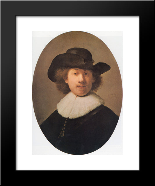 Self-Portrait 20x24 Black Modern Wood Framed Art Print Poster by Rembrandt