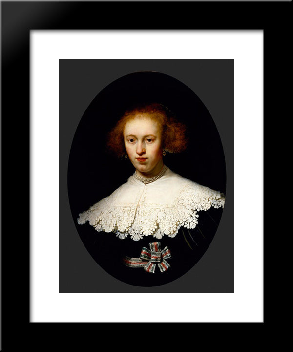 Portrait Of A Young Woman 20x24 Black Modern Wood Framed Art Print Poster by Rembrandt