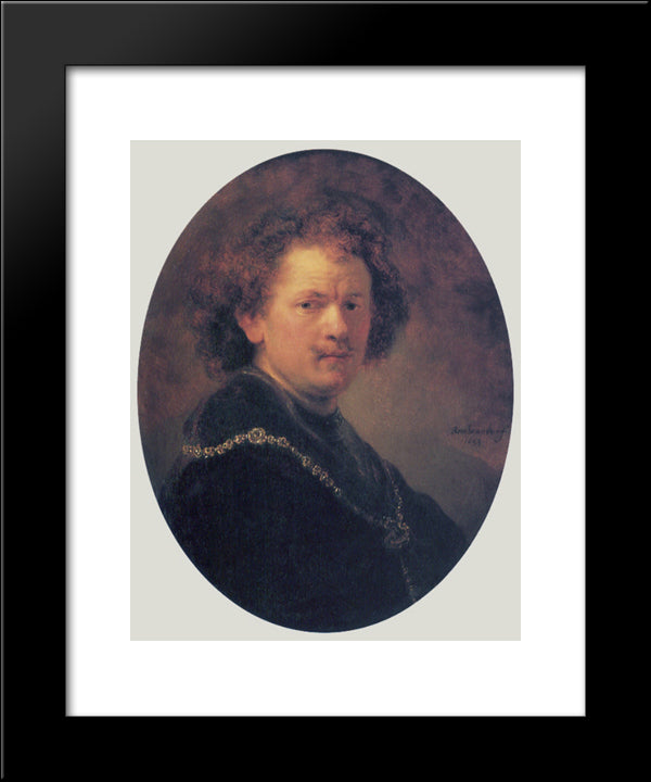 Self-Portrait 20x24 Black Modern Wood Framed Art Print Poster by Rembrandt