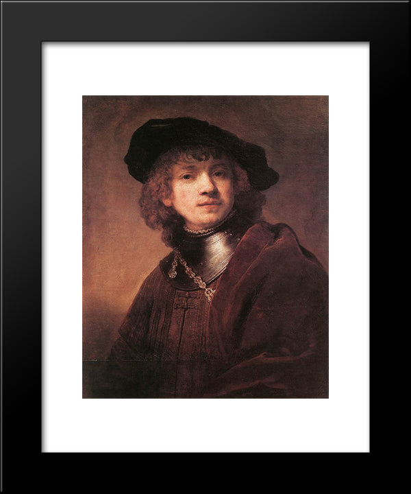 Self-Portrait As A Young Man 20x24 Black Modern Wood Framed Art Print Poster by Rembrandt