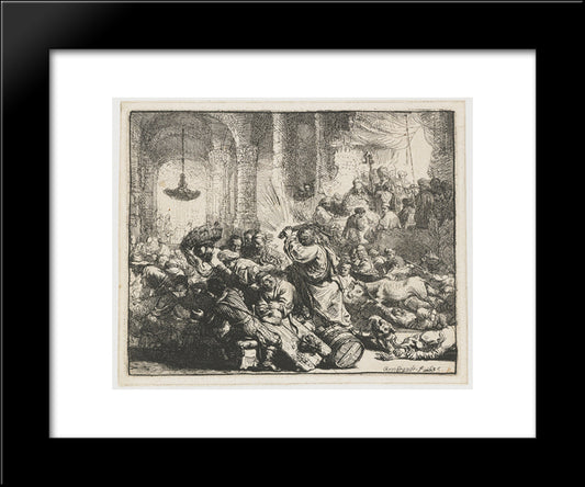 Christ Driving The Moneychangers From The Temple 20x24 Black Modern Wood Framed Art Print Poster by Rembrandt