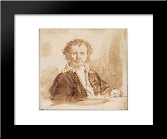 Self-Portrait 20x24 Black Modern Wood Framed Art Print Poster by Rembrandt