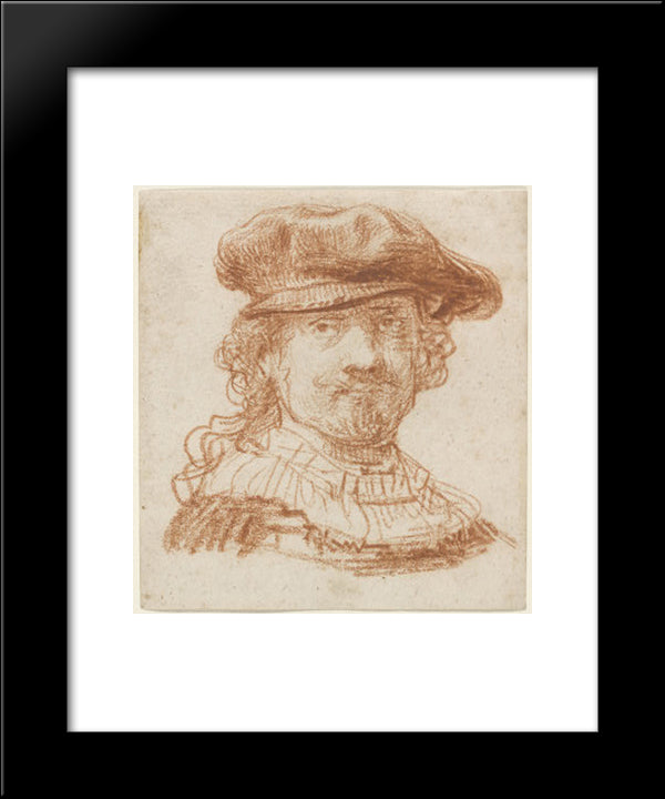 Self-Portrait 20x24 Black Modern Wood Framed Art Print Poster by Rembrandt