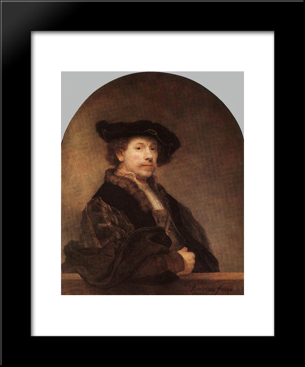 Self-Portrait 20x24 Black Modern Wood Framed Art Print Poster by Rembrandt