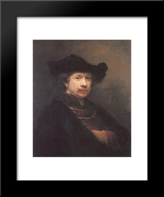 Self-Portrait 20x24 Black Modern Wood Framed Art Print Poster by Rembrandt