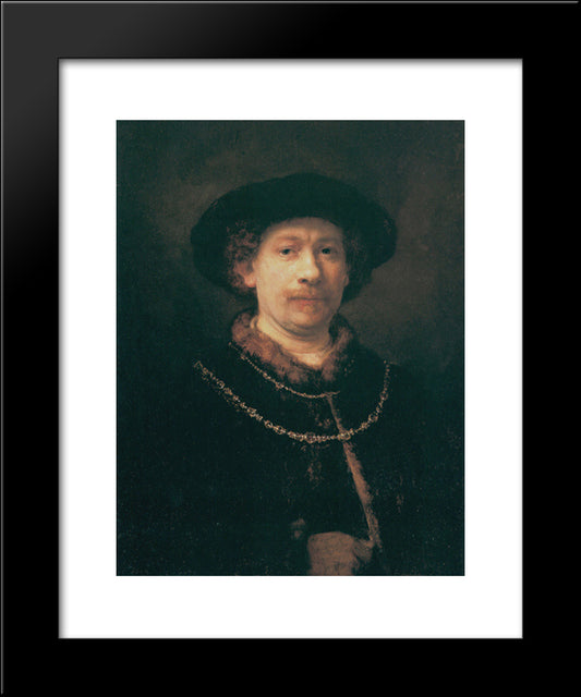 Self-Portrait 20x24 Black Modern Wood Framed Art Print Poster by Rembrandt