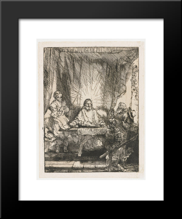 Christ At Emmaus 20x24 Black Modern Wood Framed Art Print Poster by Rembrandt