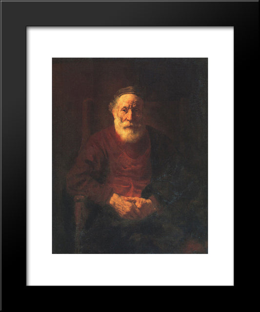 Portrait Of An Old Man In Red 20x24 Black Modern Wood Framed Art Print Poster by Rembrandt