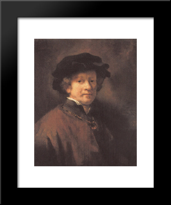 Self-Portrait 20x24 Black Modern Wood Framed Art Print Poster by Rembrandt