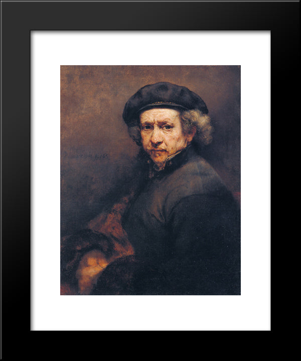 Self-Portrait 20x24 Black Modern Wood Framed Art Print Poster by Rembrandt