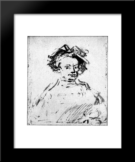 Self-Portrait 20x24 Black Modern Wood Framed Art Print Poster by Rembrandt