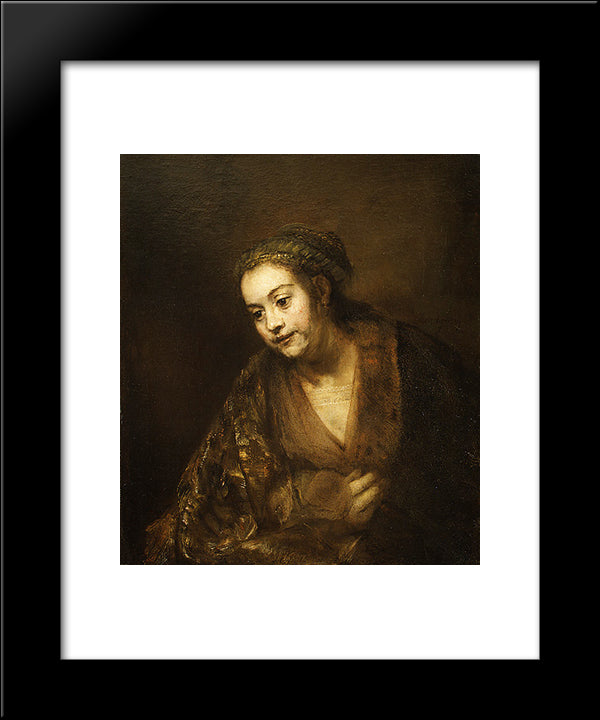 Portrait Of Hendrickje Stoffels 20x24 Black Modern Wood Framed Art Print Poster by Rembrandt