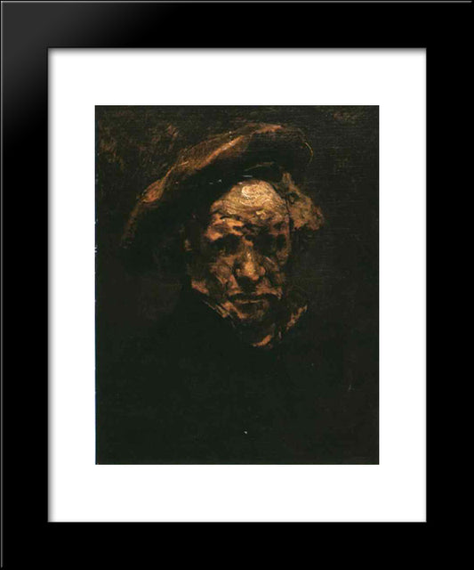 Self-Portrait 20x24 Black Modern Wood Framed Art Print Poster by Rembrandt