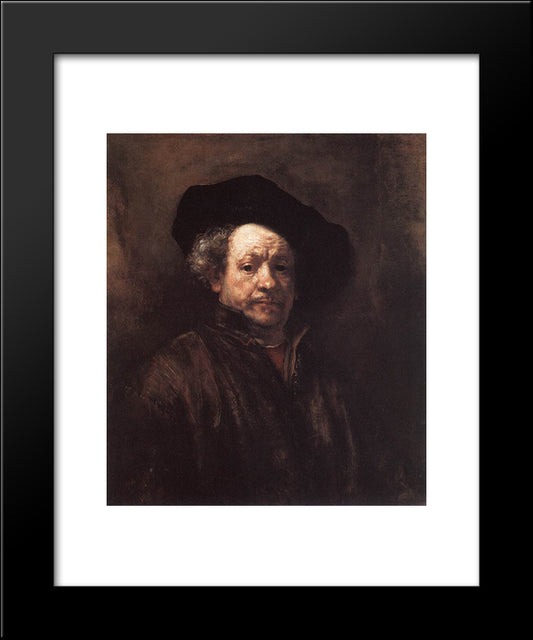 Self-Portrait 20x24 Black Modern Wood Framed Art Print Poster by Rembrandt