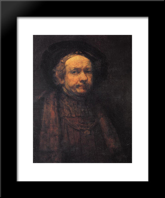 Self-Portrait 20x24 Black Modern Wood Framed Art Print Poster by Rembrandt