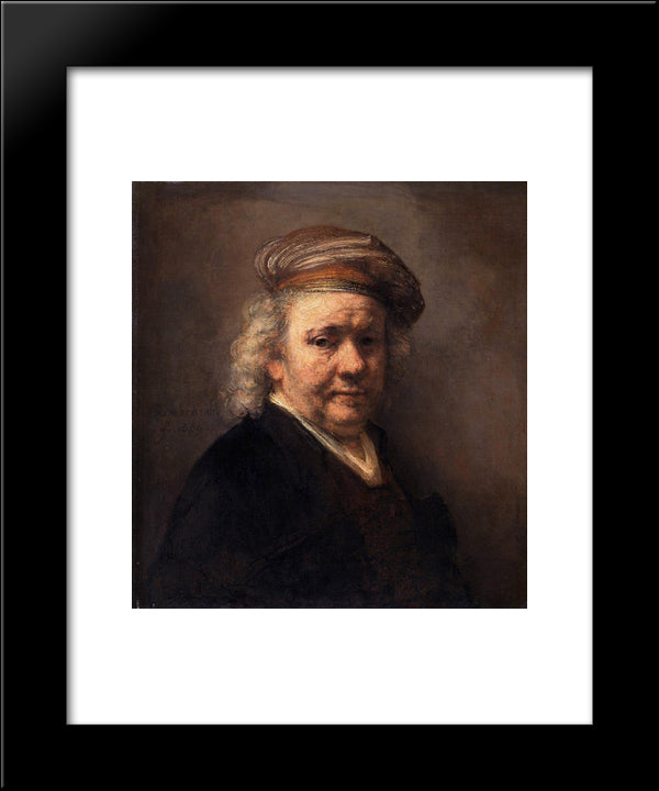 Self-Portrait 20x24 Black Modern Wood Framed Art Print Poster by Rembrandt