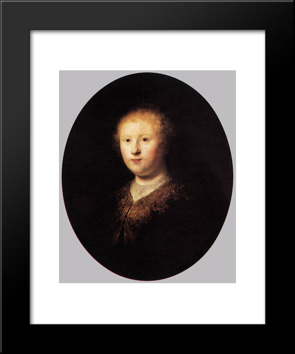 Portrait Of A Young Woman 20x24 Black Modern Wood Framed Art Print Poster by Rembrandt