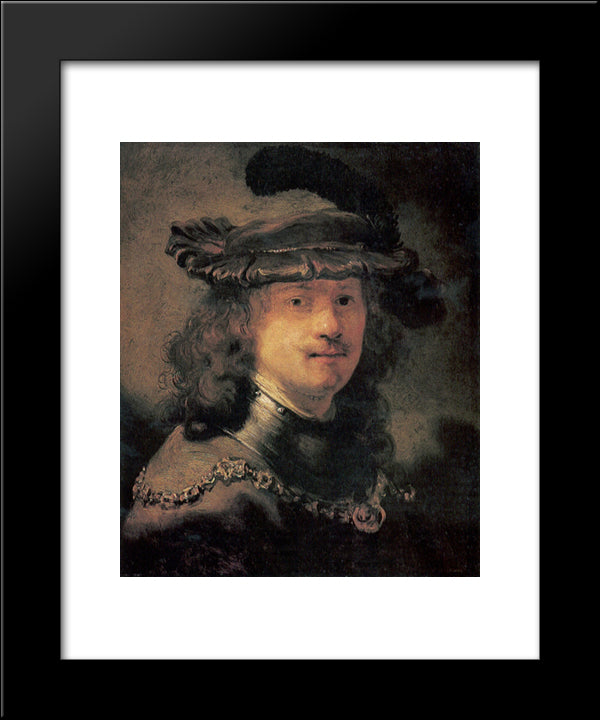 Self-Portrait 20x24 Black Modern Wood Framed Art Print Poster by Rembrandt